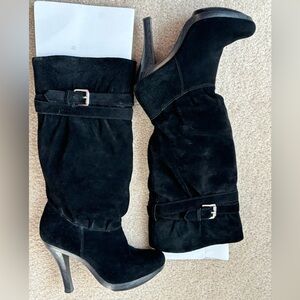 Michael Kor’s 5-1/2 or 5.5 Black Suede Rushed Leather Boots